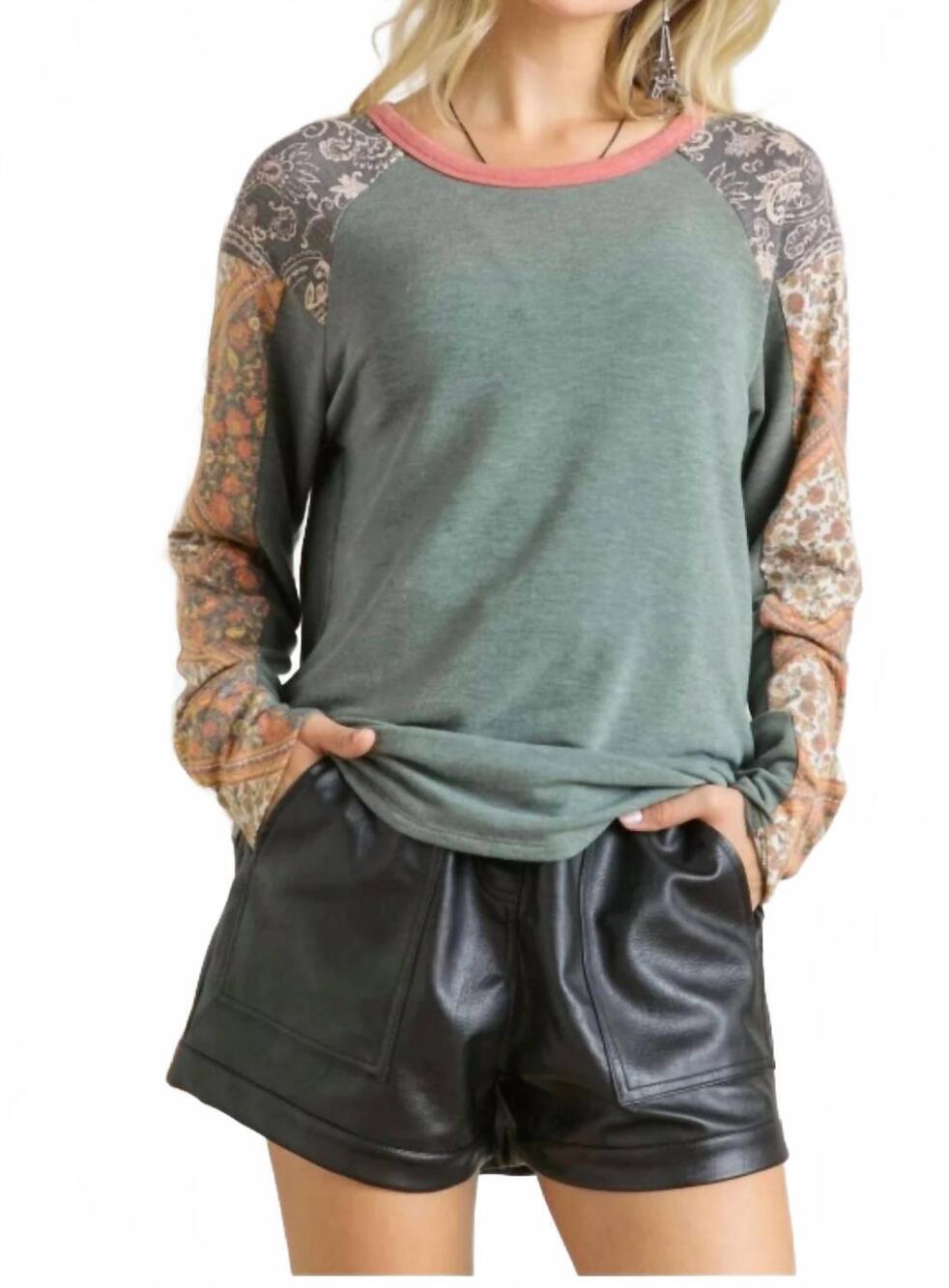 NEW ADORA all about that sleeve top in olive